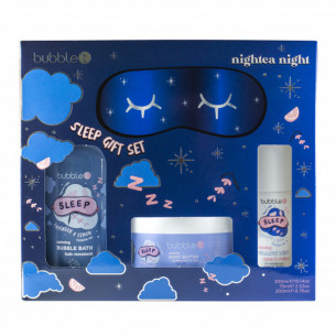 Bubble't Nightea Night подаръчен комплект с пяна за вана, масло за тяло, ароматен спрей, маска за сън Bubble't Nightea Night подаръчен комплект с пяна за вана, масло за тяло, ароматен спрей, маска за сън